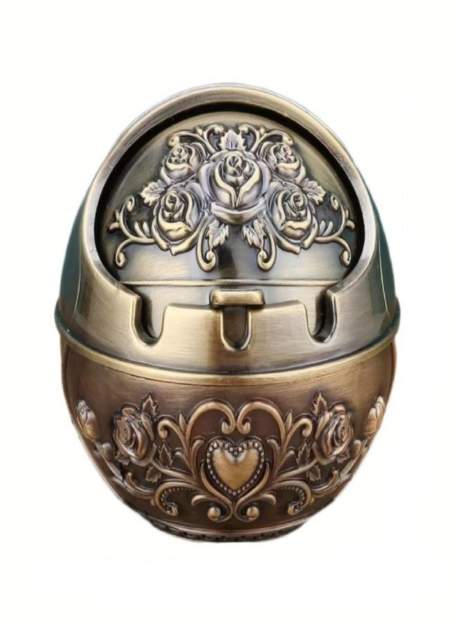 Dratal Round Portable Travel Car Ashtray, Print Design, Great Gift for Home Decoration, Creative Zinc Alloy Ball with Lid and Creative Home Ashtray - Image 1
